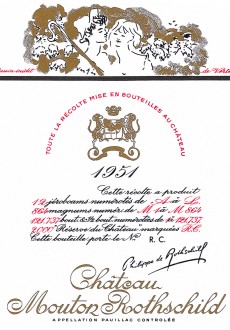 Etiquette Mouton Rothschild 1951