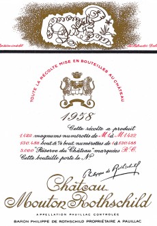 Etiquette Mouton Rothschild 1958