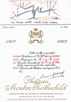 Etiquette Mouton Rothschild 1962