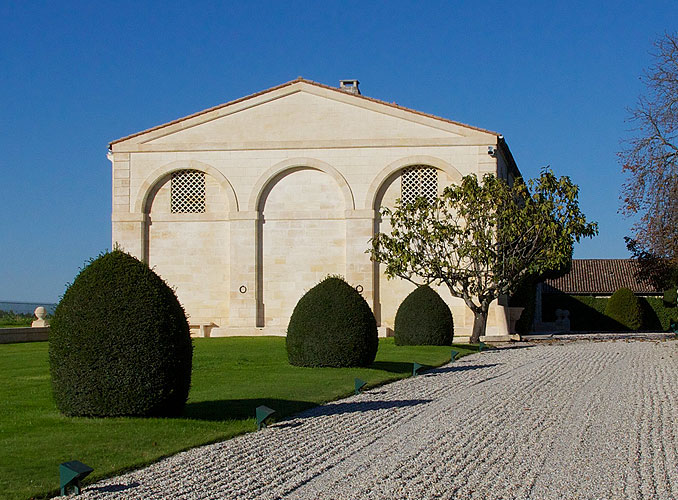 <p>The zen-raked pathway in front of Château Mouton Rothschild.</p>
