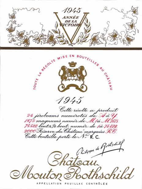 Etiquette Mouton Rothschild 1945