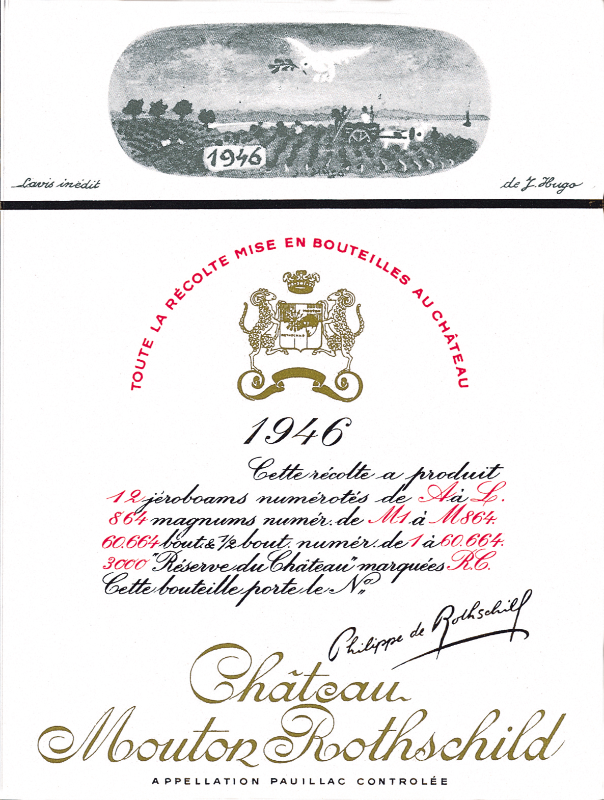 Etiquette Mouton Rothschild 1946
