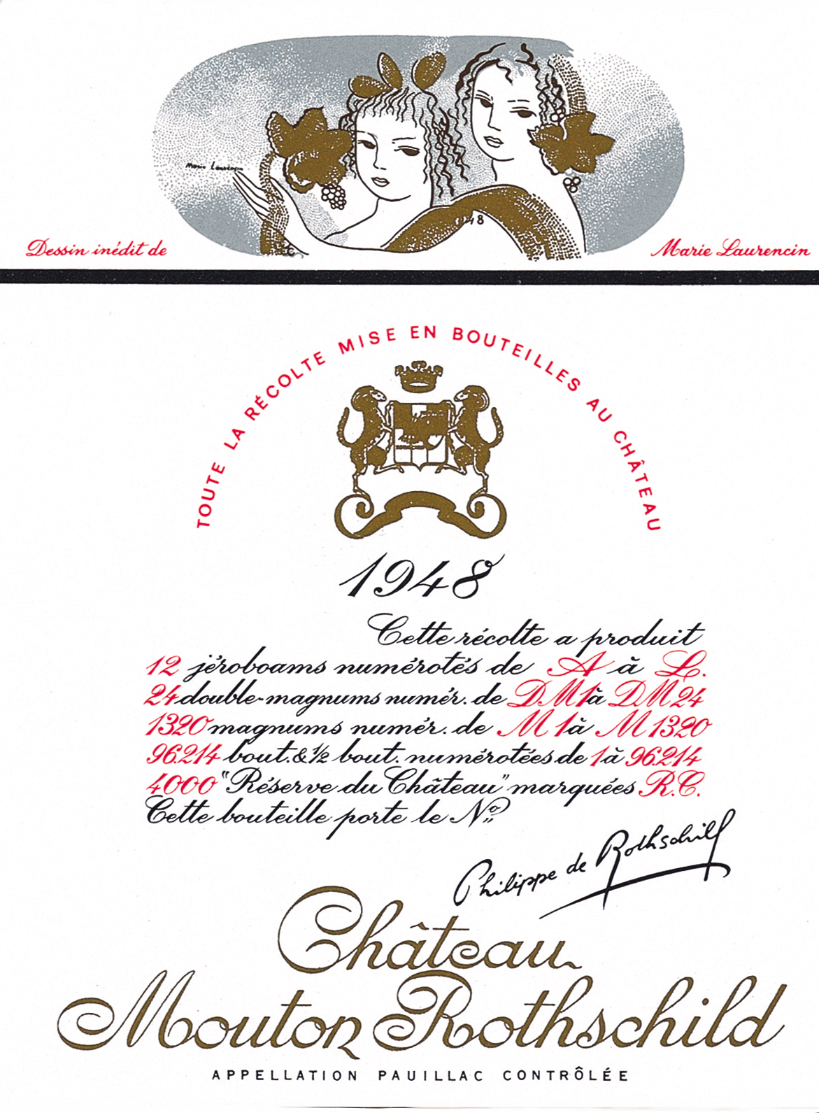 Etiquette Mouton Rothschild 1948