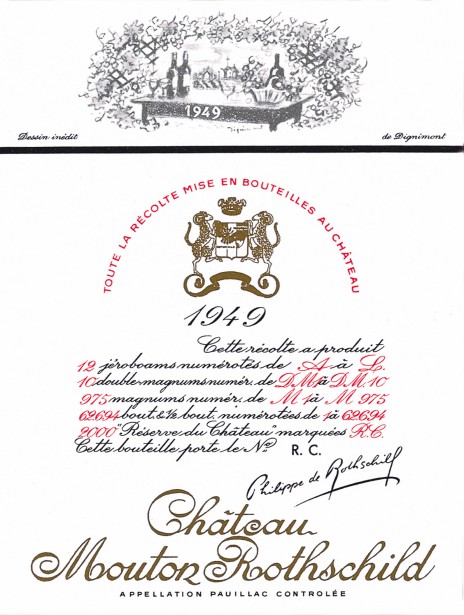 Etiquette Mouton Rothschild 1949