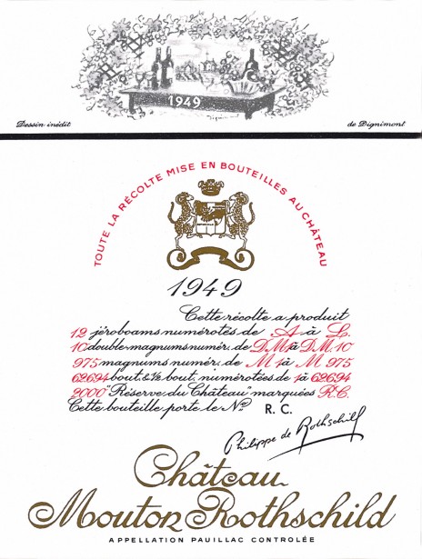 Etiquette Mouton Rothschild 1949