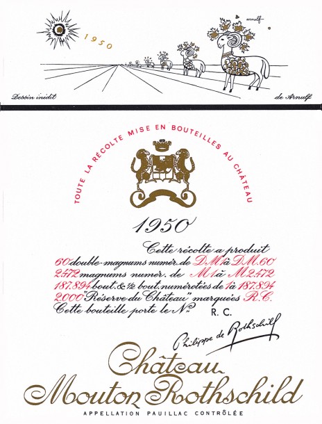 Etiquette Mouton Rothschild 1950