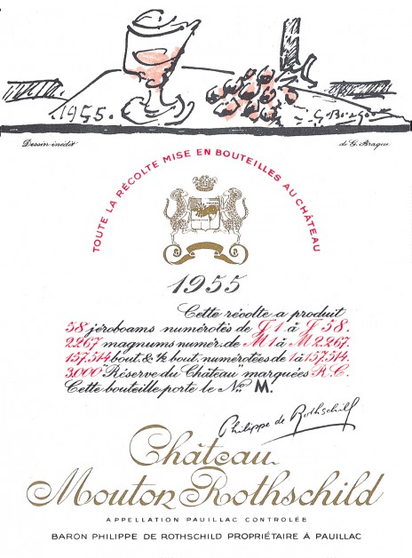 Etiquette Mouton Rothschild 1955