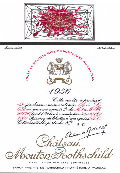 Etiquette Mouton Rothschild 1956