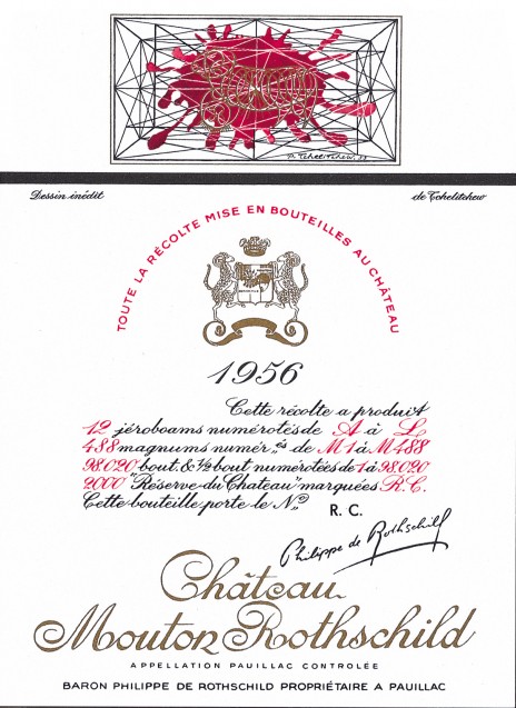 Etiquette Mouton Rothschild 1956