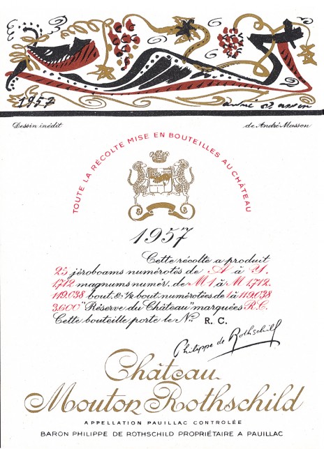 Etiquette Mouton Rothschild 1957