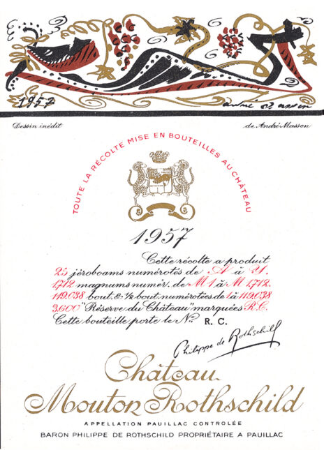Etiquette Mouton Rothschild 1957