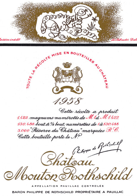 Etiquette Mouton Rothschild 1958
