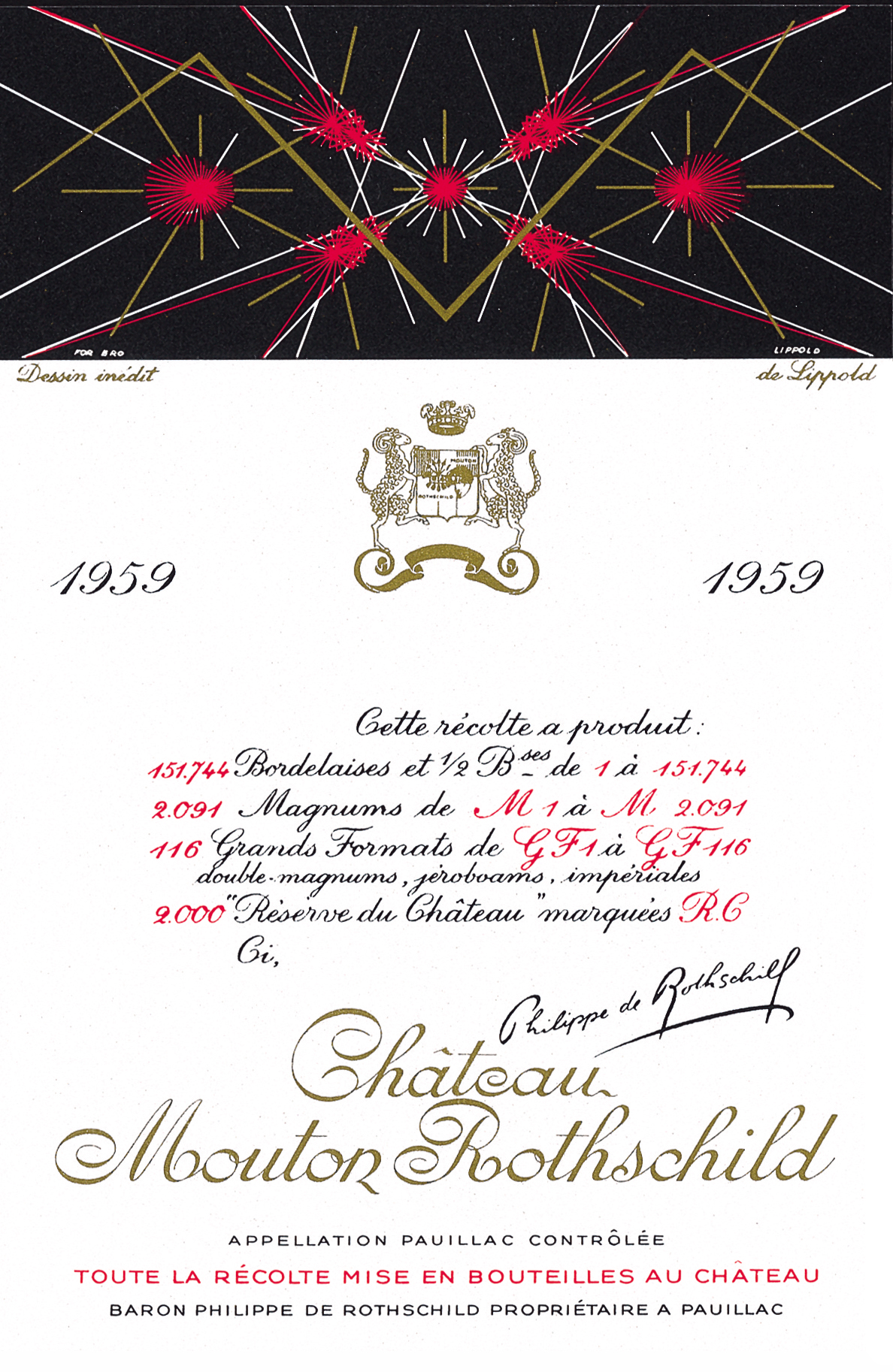 Richard Lippold - Etiquette Mouton Rothschild 1959