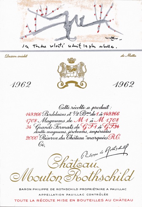 Etiquette Mouton Rothschild 1962