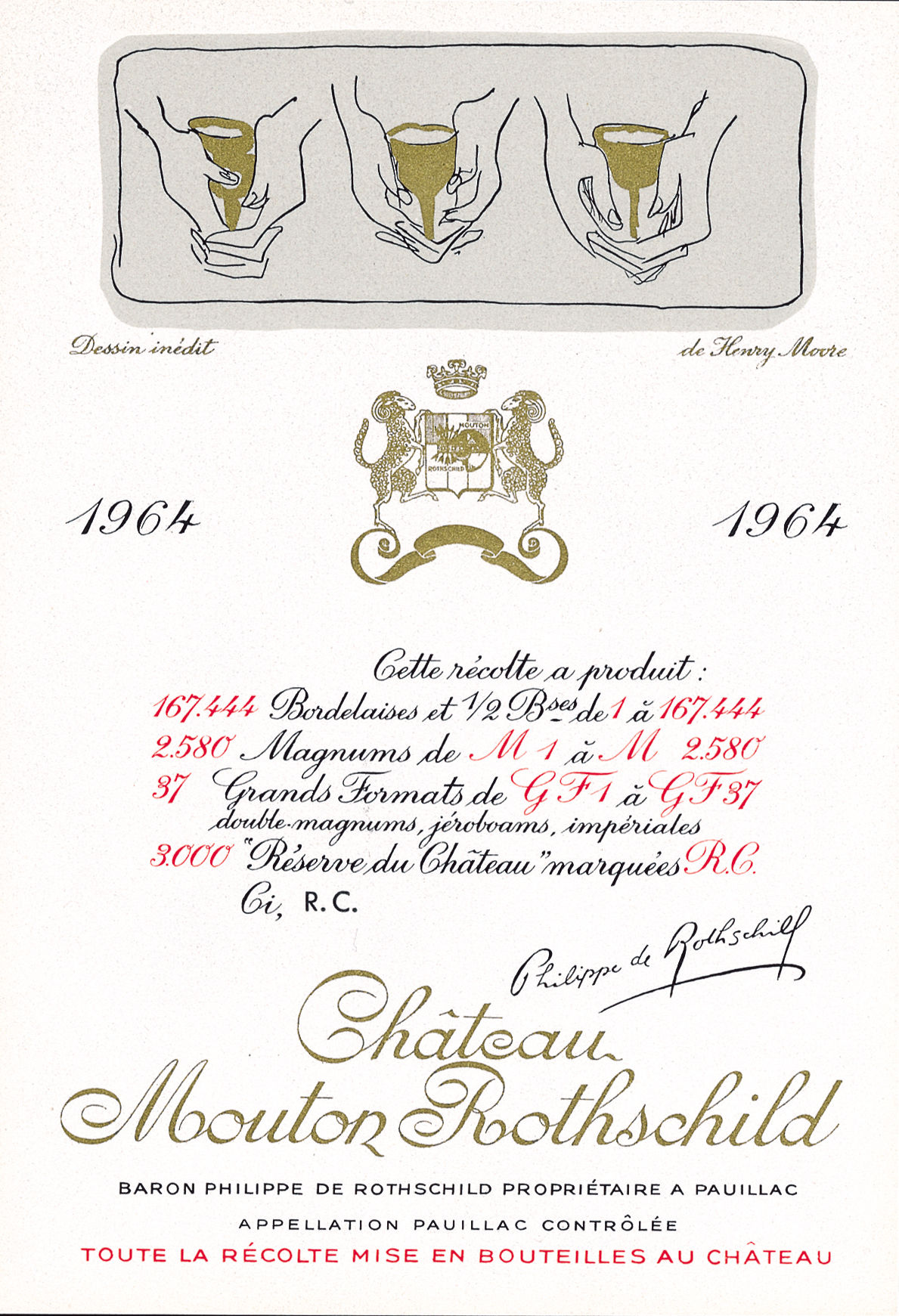 Etiquette Mouton Rothschild 1964
