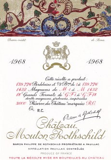 Etiquette Mouton Rothschild 1968