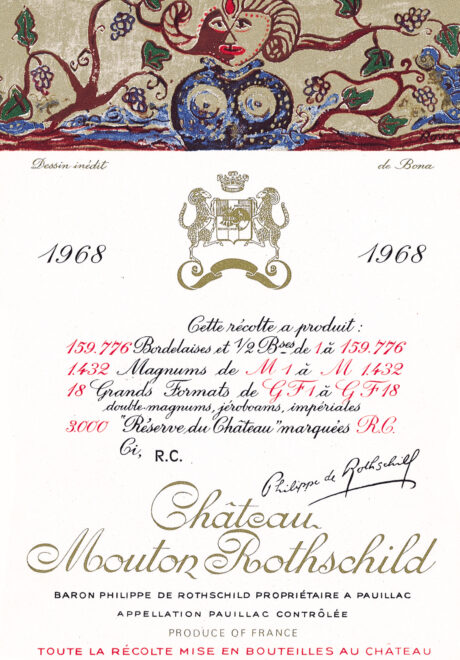 Etiquette Mouton Rothschild 1968