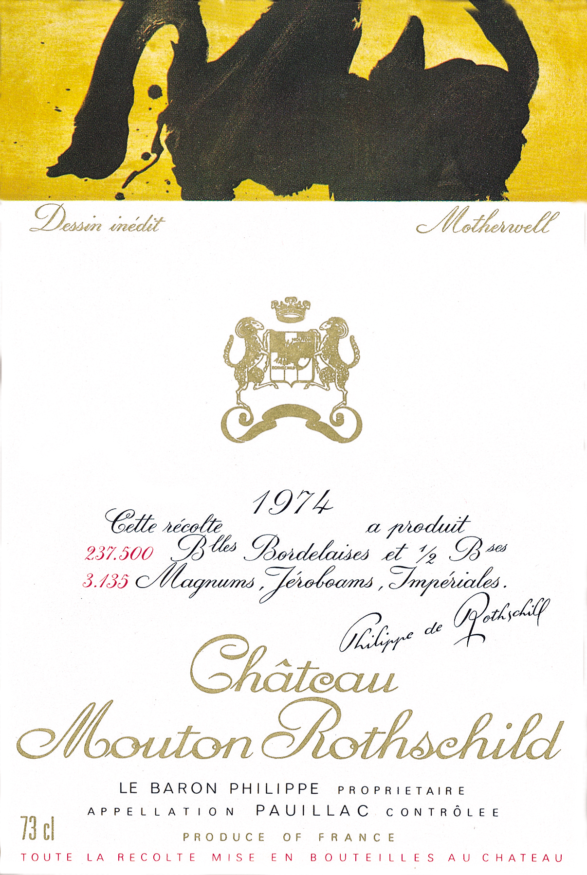 Etiquette Mouton Rothschild 1974