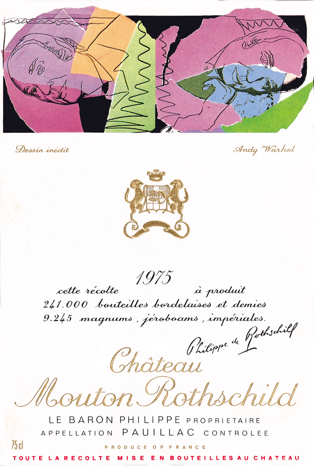 Etiquette Mouton Rothschild 1975