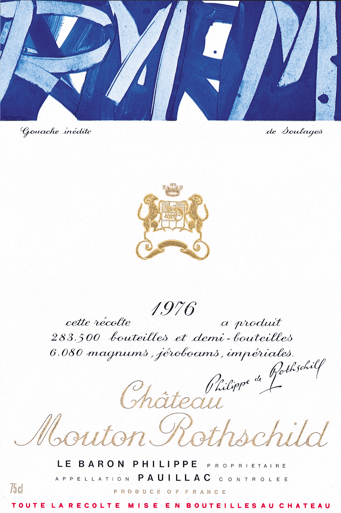 Etiquette Mouton Rothschild 1976