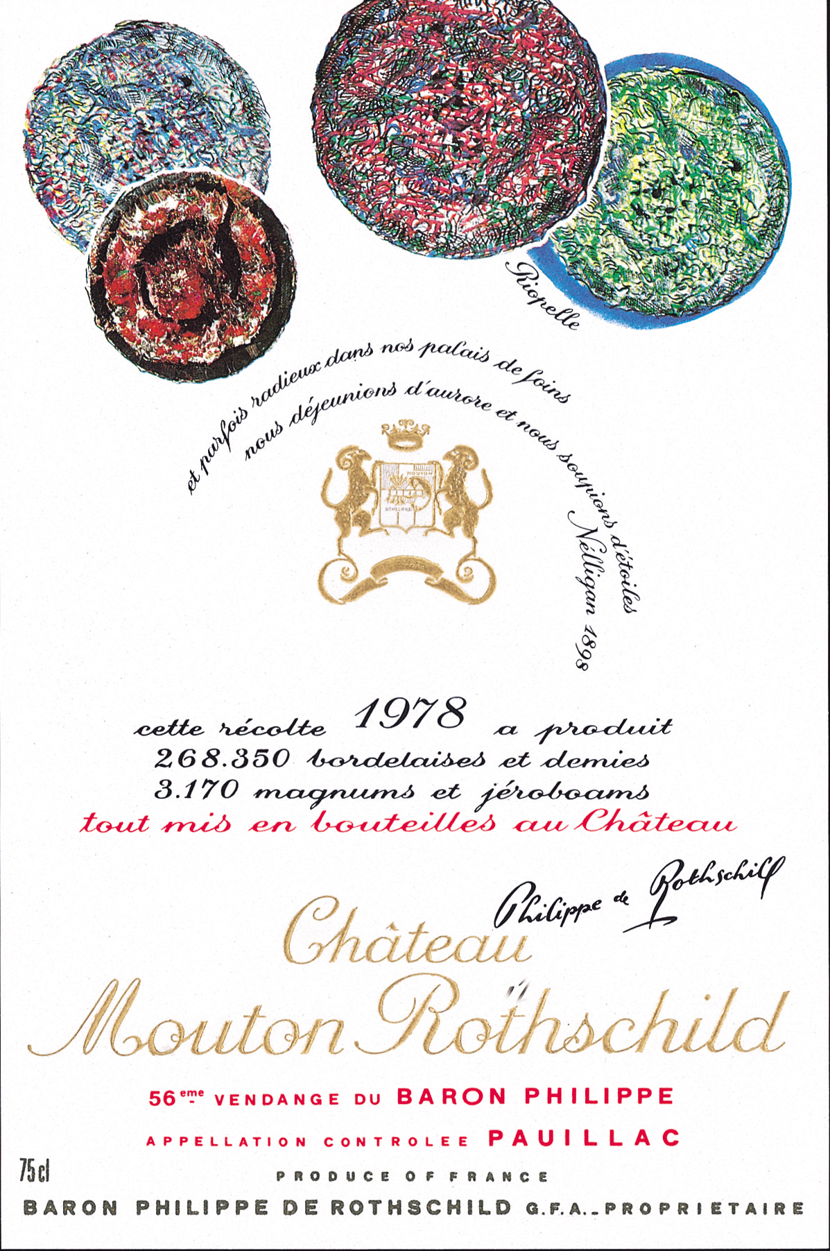 Étiquette  Mouton Rothschild 1946-75 cl 