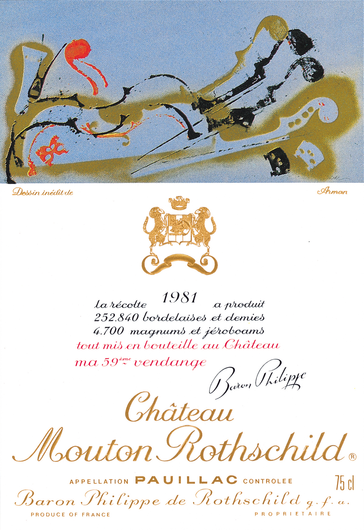 Etiquette Mouton Rothschild 1981