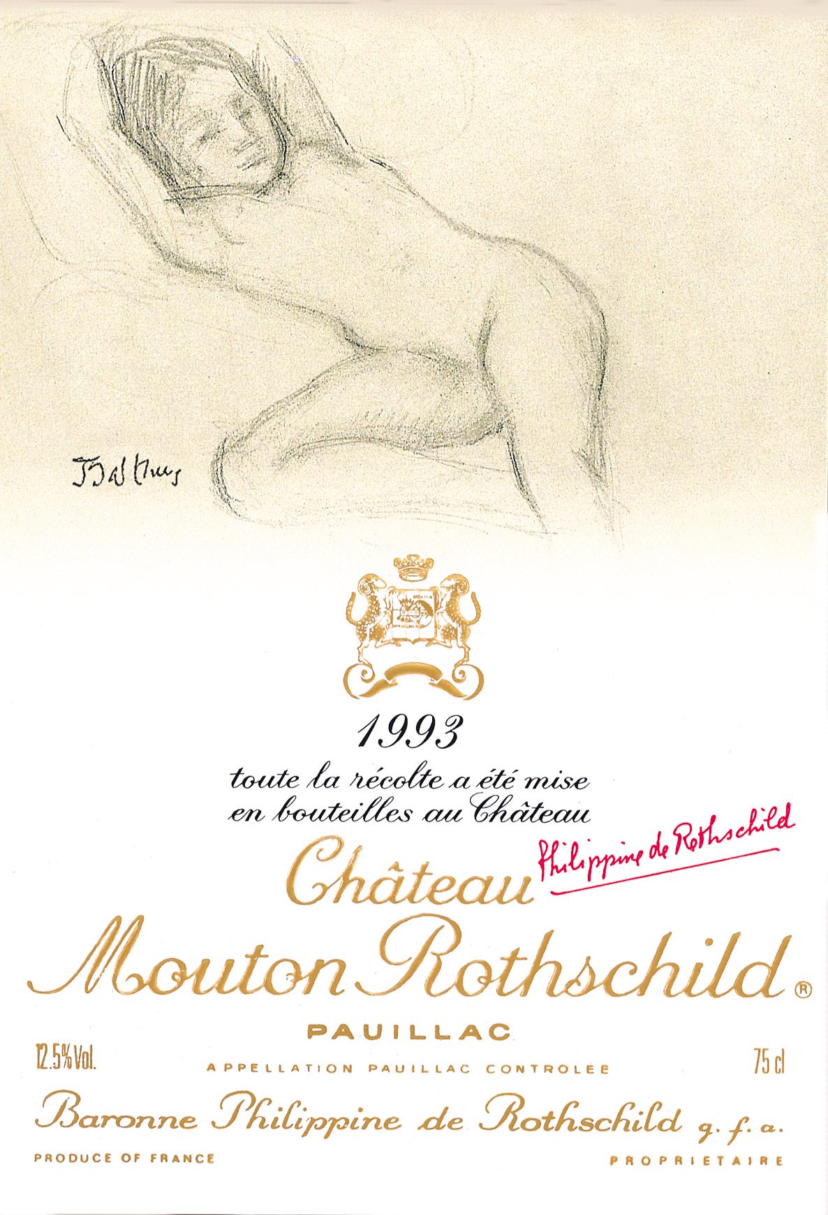 Etiquette Mouton Rothschild 1993